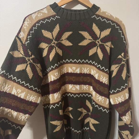 🪶Tommy Hilfiger Fair Isle Knit Sweater | 90s Forest Green Holiday Crewneck🪶 - Picture 2 of 4